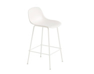 Barová stolička Fiber Stool 65cm s opěrkou, Tube Base, natural white