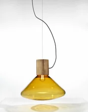 Závěsná lampa Muffins WOOD 03B PC851, amber / natural waxed oak