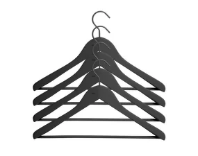 Ramínka Soft Coat Hanger Wide Black w. Bar, set 4ks