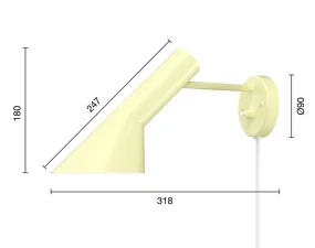 Nástěnná lampa AJ, soft lemon