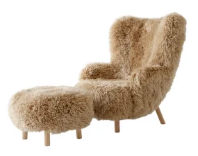 Křeslo Petra VB3 a pouf ATD1, oak/sheepskin Honey