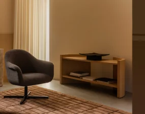 Police Crescent Shelving Low, oak