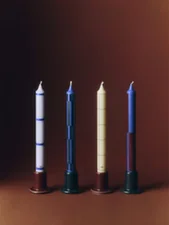 Svíčky Pattern Candle set 4ks, blue and silver