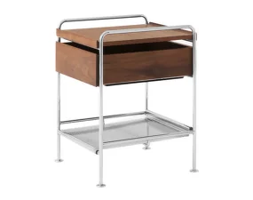 Odkládací stolek Alima NDS3, chrome / walnut