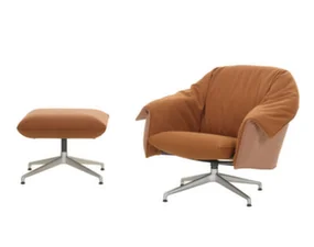 Křeslo Bascule Lowback s otomanem, Hola / blush pink / terracotta