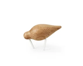 Dřevěný ptáček Shorebird, malý, přírodní s bílými nožičkami