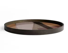 Tác Angle Glass Tray Round L, pinot