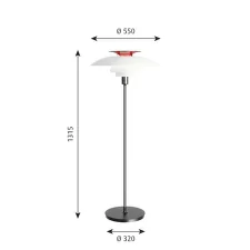 Stojací lampa PH 80, opal white/chrome plated