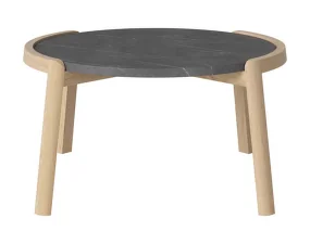 Konferenční stolek Mix Ø65, white oiled oak/pietra grey marble
