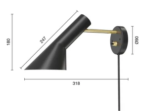 Nástěnná lampa AJ, black/brass