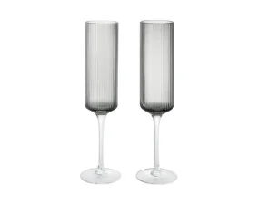 Sklenice na šampaňské Ripple Flutes set 2 ks, smoked grey