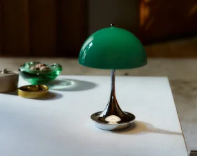 Přenosná lampa Panthella 160 V3, chrome original opal green