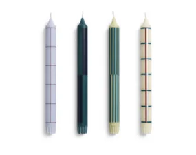 Svíčky Pattern Candle set 4ks, green and silver