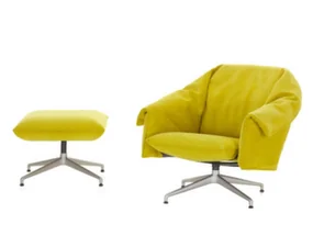 Křeslo Bascule Lowback s otomanem, Iroko 2 / lemon