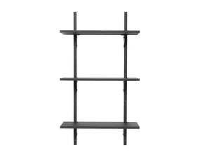 Police Sector Shelf S/L, dark stained ash/black brass