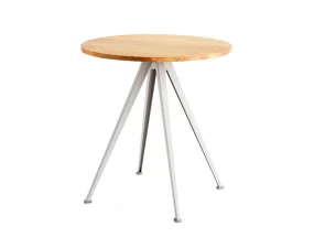 Kavárenský stolek Pyramid Table 21, Ø70 x 74 cm, beige powder coated steel / oiled solid oak