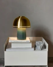 Přenosná lampa Raku SH8, Blue Green & Brass