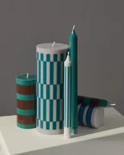 Svíčka Column Candle Large, light grey and green