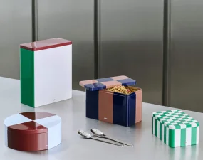 Úložný box Tin Container X-Large, off-white, burgundy and green