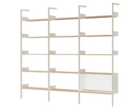 Policová sestava Rombe Konfigurace H, alabaster/lacquered oak