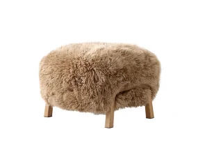 Pouf Wulff ATD3, oak/sheepskin Honey