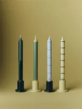 Svíčky Pattern Candle set 4ks, green and silver