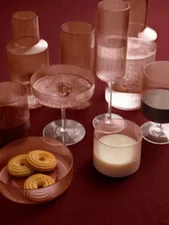 Sklenice Ripple Long Drink set 4ks, blush