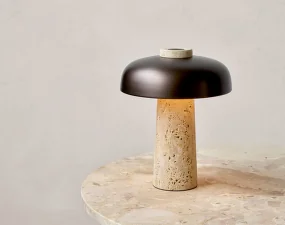Stolní lampa Reverse, travertine / bronzed brass