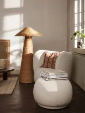 Pouf Rico bouclé, off-white