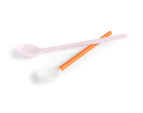 Skleněné lžičky Glass Spoons Duo set 2ks, light pink and bright orange
