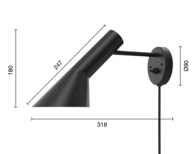 Nástěnná lampa AJ, black