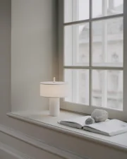 Přenosná stolní lampa Margin, white canvas