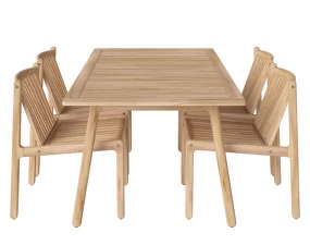 Zahradní souprava Patio se 4 židlemi, untreated solid teak