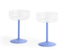 Sklenice na šampaňské Tint 2 ks, clear and jade light blue