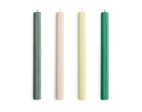 Svíčky Hexagon Candle set 4ks, greens and whites