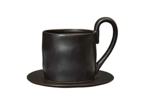 Hrnek Flow s podšálkem, black