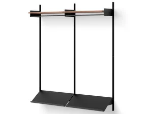 Policová sestava Wardrobe Shelf 2, walnut/black