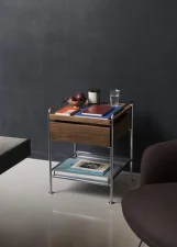 Odkládací stolek Alima NDS3, chrome / walnut