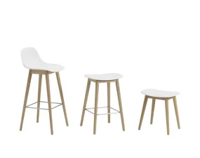 Barová stolička Fiber Stool 65cm Wood Base, cognac/oak