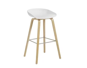 Barová stolička AAS 32 High Lacquered Oak Veneer, white