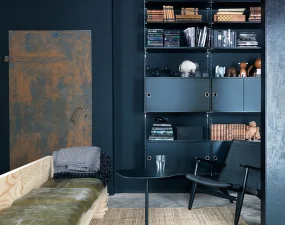 Komoda String Cabinet With Sliding Doors 78 x 30, black ash
