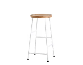 Barová stolička Cornet Low, Cream White Powder Coated Steel / Solid Oak Oiled