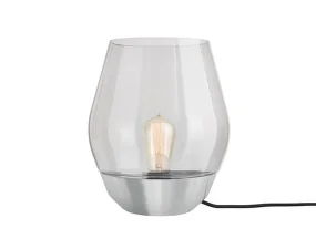 Ex-display stolní lampa Bowl Table Lamp. stainless steel / light smoked glass
