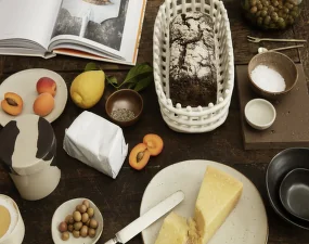 Košík Ceramic Basket Oval, off-white