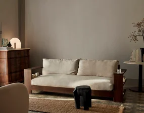 Sofa Edre Classic Linen, dark stained / natural