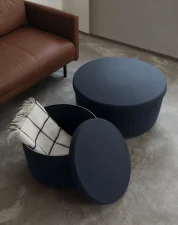 Pouf Hide Storage Small, steel blue