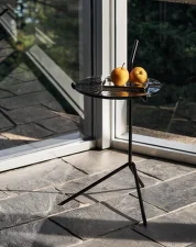 Stolek Halten SH9, warm black / smoked cast glass