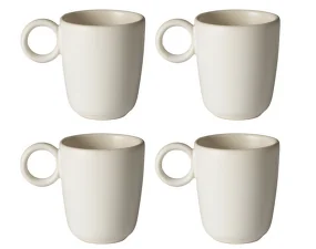 Hrnek Edge Espresso Cup w. Handle 4ks, ecru stoneware