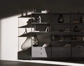 Skříňka Display Cabinet with Sliding Doors, dark grey