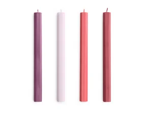 Svíčky Hexagon Candle set 4ks, reds and bordeaux